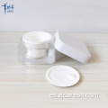 Tarro cosmético de acrílico cuadrado blanco helado 50g